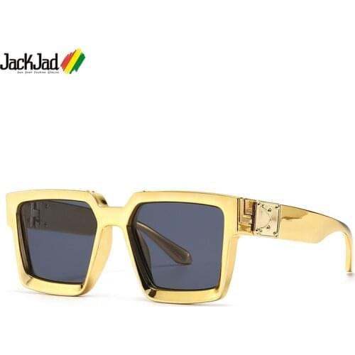 JackJad 2021 Fashion Luxury Square Style Millionaires Sunglasses Men Tint Metal Luster ins Cool Brand Design Sun Glasses Shades