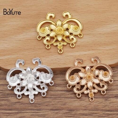 BoYuTe (20 Pieces/Lot) 34.5*33.5MM Alloy Flower Pendant Materials Factory Supply Handmade DIY Hair Jewelry Accessories