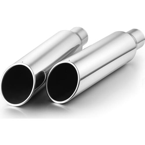 Exhaust Pipe 2 Pcs 2.5" Inlet 4" Outlet 18" Overall Length Weld On Universal Stainless Steel Polished
