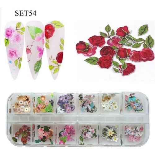 1Set Colorful Special Paper Sticker non-adhesive Soft Wood Piece 12 Different Rose Flower Maple Leaf Decoration Set54/55