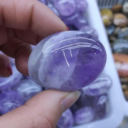1pcs Natural amethyst Crystal Palm Tumbled Stone Healing Specimen Massage Pink Natural Quartz Crystals