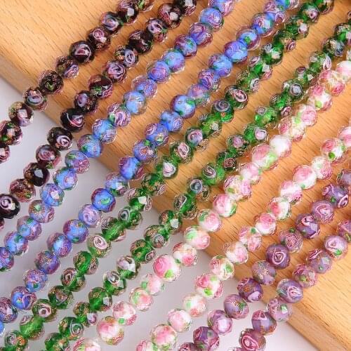 10PCS 8/10/12mm Transparent Glass Lampwork Flower Rondelle Faceted Beads for Jewelry Making Women DIY Bracelet Necklace Earring