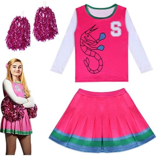 2021 Kids Halloween Costumes for Girls Zombies Addison Cheerleader CosplayTops+skirt Clothes Set Fancy Outfits with Flower Ball