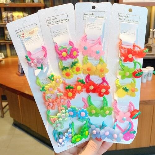 5/10 Pcs Children Cute Candy Acrylic Cartoon Flower Bow Hair Clips Baby Girls Lovely Hair Bands Hairpins Kids Hair Accessories
