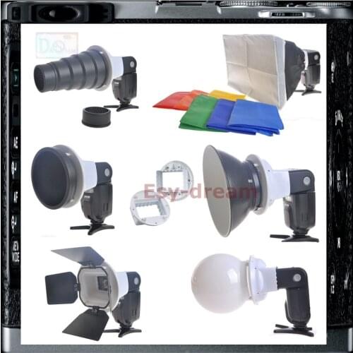 6in1 Flash Speedlite Accessories Kit Adapter Softbox Diffusor For Nikon SB900 YN560 II Di866 AF-540FGZ EF530 DG STEF530 DG Super
