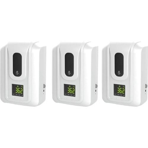 Automatic Touchless Wall Mounted Soap Dispenser,Induction Infrared Sensor Measurement Thermometer Alarm 3L