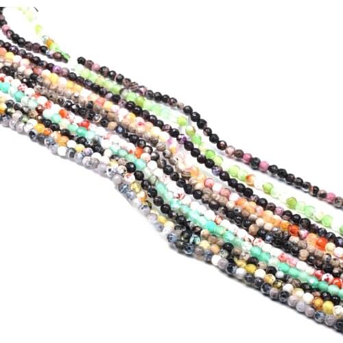 Natural Stone Faceted Scattered bead agates string Beads charm for Jewelry Making DIY Necklace Bracelet Accessories size 3 4mm