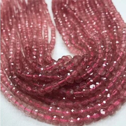 Natural strawberry quartz cube beads for needlework faceted square crystal DIY necklace bracelet loose perle for jewelry making