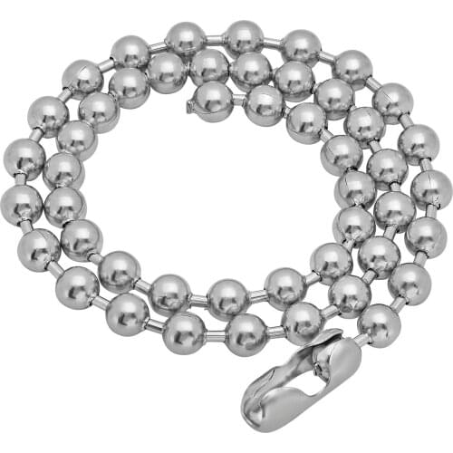 10mm Fashion Womens Mens 316L Stainless Steel Round Beads Ball Chain Necklace 20inch-30inch