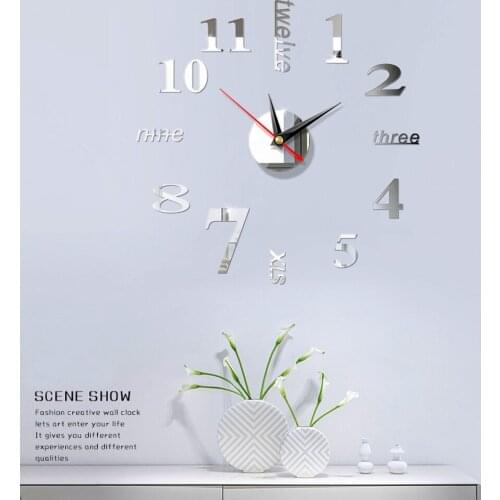 Clock Watch Wall Clocks 3D Diy Acrylic Mirror Stickers Home Decoration Living Room Quartz Needle