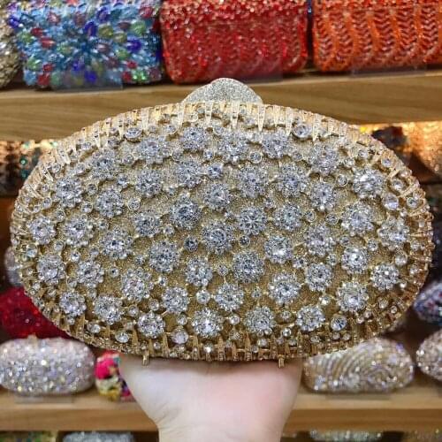 Elegant green Crystal Women Evening Clutch shoulder Bag Hard Case Minaudiere Wedding Party Handbags Purses Metal Clutches wallet