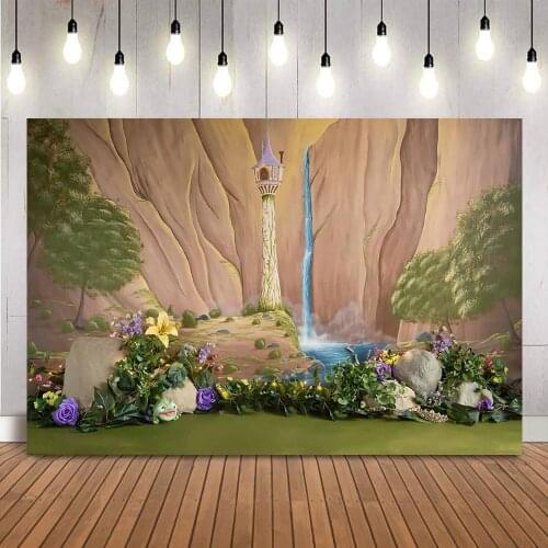 Girl Pricness birthday backdrop 1st birthday cake smash fairytale castle photo booth background newborn kids art photocall props