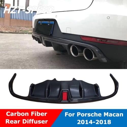 Carbon Fiber Rear Chin Bumper Diffuser Lip With LED Lights For Porsche MACAN 2014-2018