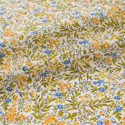 Green and yellow leaves cotton fabric for shirt tissus au mètre telas algodon estampadas tissu ткань для шитья sewing vestidos