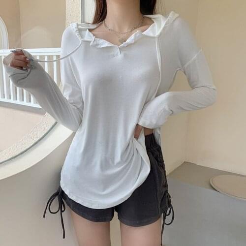 Женские футболки с капюшоном HziriP China At AliExpress