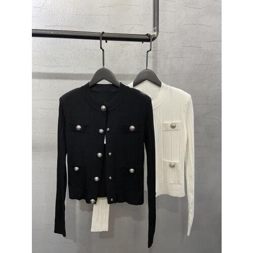 2021SS Spring High Quality Women Casual Knitted Cardigan Female Fashion Luxury Sweater Coat 2 Color Ddxgz2v 5.08