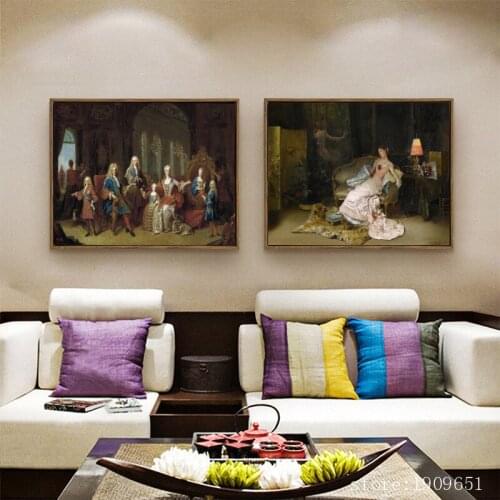 No frame classical court figures noble scenery canvas printings oil painting printed on cotton home wall art decoration picture