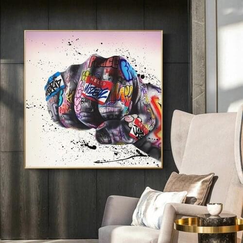 Modern Fist Inspirational Canvas Painting Graffiti Art Posters and Prints Wall Pictures for Living Room Home Decor