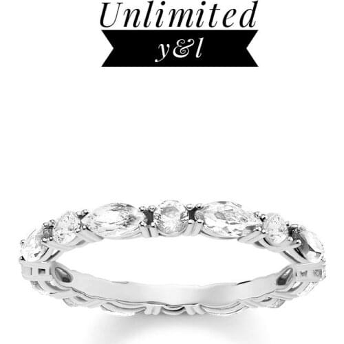 White Pave Boho Eternity Rings Thomas Style 925 Sterling Silver Glam Creole Fashion Good Jewelry for Women Men 2019 New Arrivals