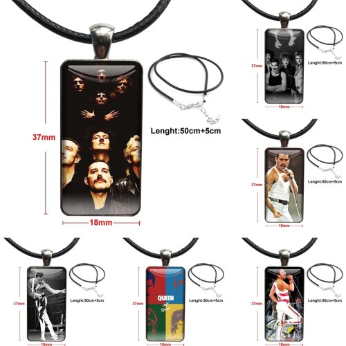 For Men Women Party Gift Freddie Mercury Queen Band Discount Online Necklace With Steel Plated Glass Cabochon Choker Long
