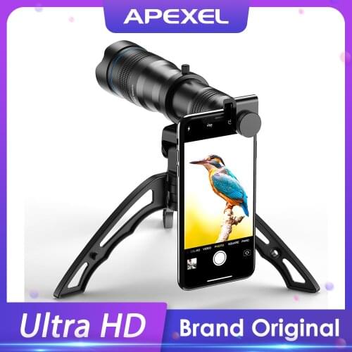 APEXEL Optional HD 36X metal telephoto lens telescope monocular phone lens Mini tripod for iPhone Samsung all Smartphone hunting