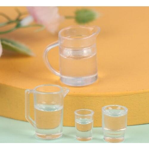 New Hot！1Set 1:12 Dollhouse Miniature Tableware Kettle Bottle+Water cup Kitchen Decor