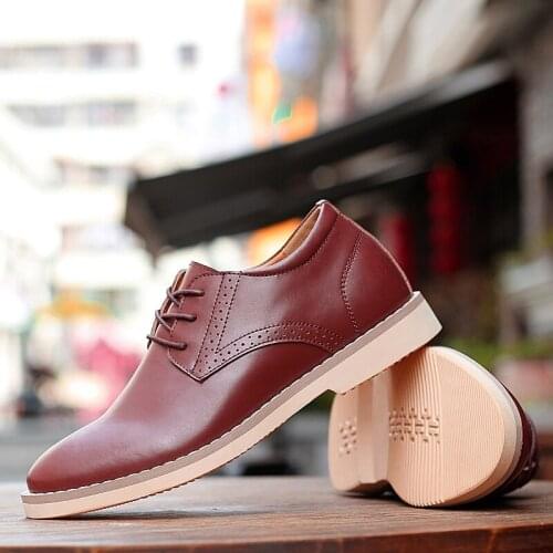 Increase 6cm Mens shoes men dress shoes leather Breathable Leisure Business Canvas formal shoes men zapatos de hombre