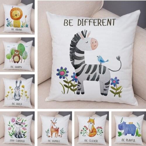 Soft Plush Nordic Fox Zebra Pillow Case Decor Cute Cartoon Animal Cushion Cover for Sofa Pillowcase Rabbit Pillow Covers 45x45cm