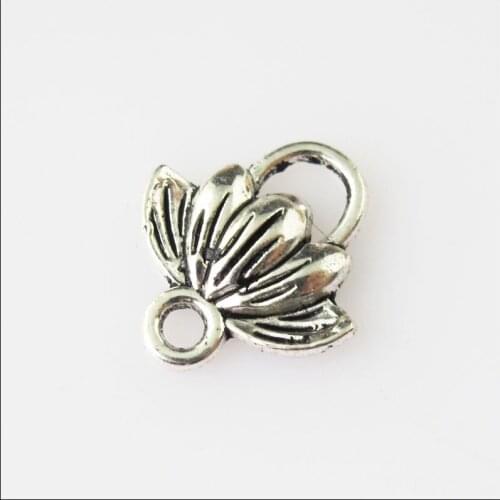 New 60Pcs Tibetan Silver Color Lotus Flower Charms Pendants Connectors 11.5x12.5mm