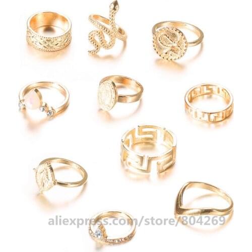 Wholesale Factory Price Fashion Women Finger Ring Sets Carved Buddha Inlaid With Serpents Ring Sets