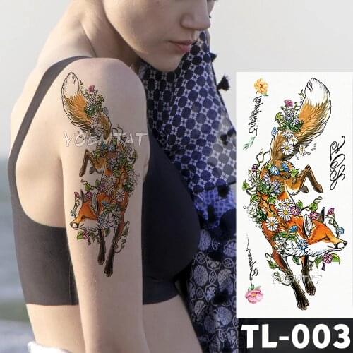 Water Transfer Watercolor wolf deer panda fox Temporary Tattoo Sticker animals Pattern body art Waterproof Fake Flash Tattoo