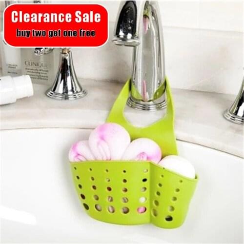Kitchen Sink Hanging Storage Basket Snap Type Adjustable Faucet Multiple Use Sponge Mop Bag Kitchen Small Gargets Tools 1PC
