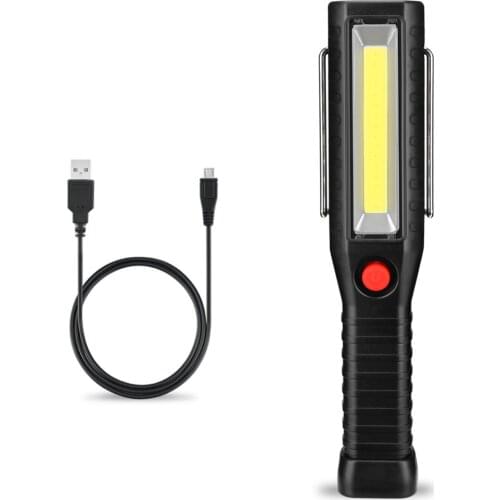 Portable COB LED Working Light USB Rechargeable 4 Modes Flashlight Hook Magnetic Work Inspection Light Built-in Battery