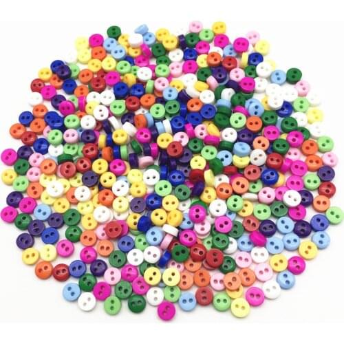 250pcs 6mm Resin 2 Holes Round Doll Buttons DIY Handmade Tiny Sewing Flatback Accessories For Scrapbooking