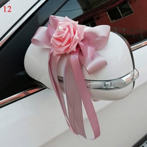 Sale 1PC Beautiful Wedding Car Flower Knot Door Handles Rearview Mirror Decorations Festival Supplies