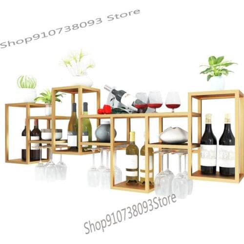 Nordic Light Luxury Iron Wall Hanging Wine Rack Wine Cabinet Household Creative Wine Rack Wine Hanging Glass Rack Storage Rack
