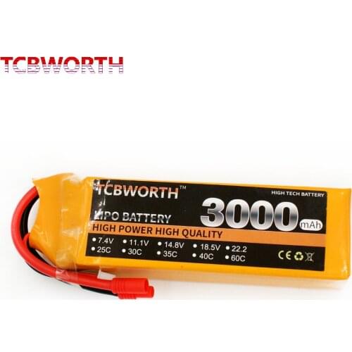 TCBWORTH 4S 14.8V 3000mAh 40C Max 80C RC Drone LiPo Battery For RC Airplane Quadrotor Helicopter Drone 4S RC Li-polymer Battery