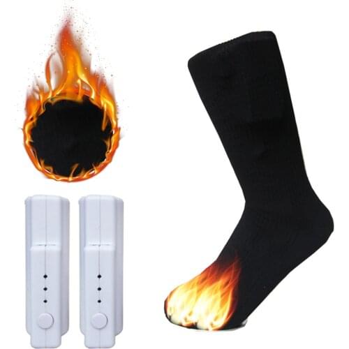 Electric Heated Warm Cotton Socks 3-gear Adjustable Temperature With 2200mAh Rechargeable Battery For Adults Men & Women US Plug