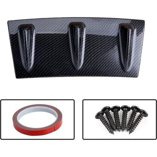 Universal Car Rear Bumper Lip Diffuser 3 Fin Shark Fin Style Carbon Fiber Bumper Spoiler Car Styling