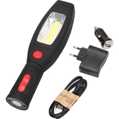 Working Inspection Flashlight Magnetic Camping Lamp with Hook Hanging Lighting 1*COB LED+1*LED Portable Repairing Light