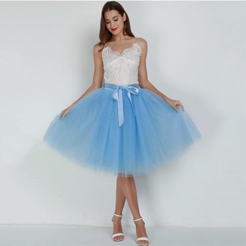 High Waist 7 Layer Midi Tulle Skirt Tutu Skirts Womens Petticoat Elastic Belt Summer faldas saia jupe