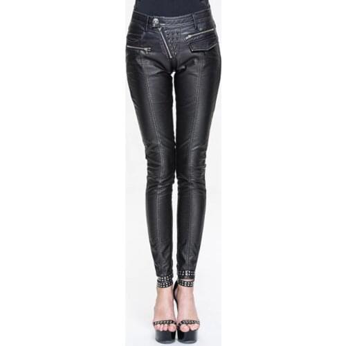 Gothic Punk Cool High Waist Faux Leather Pants Leggings For Women American Style Black Long Pants Trousers Plus Size