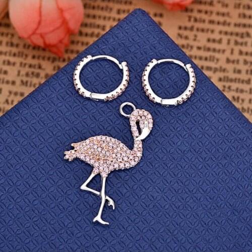 2018 lovely cute girl gift jewelry pink CZ beautiful bird charm can take out tiny cz circle stunning dangle earring