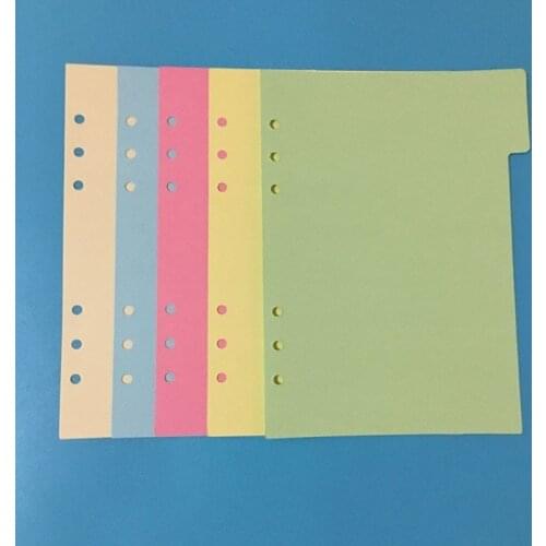 5Sheets/set A5 Binder Index Dividers Inner Page Organizer Notebook Index Paper Separator Divider Pages School Stationery Supply