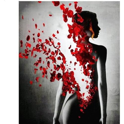 5D DIY Diamond Painting "Woman red petals" 3D Full Square/Round Drill Embroidery Cross Stitch 5D daimond Home Decor