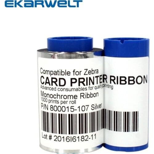 800015-107 Sliver Monochrome Ribbon For Zebra iSeries ID Card Printer 1000 Prints P310i P430i P330i p420i p520i