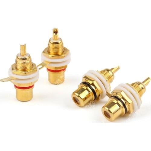 Areyourshop 12 Pcs Gold Plated RCA Female Jack Panel Mount Chassis Socket Red Black