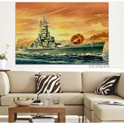 Military Artwork Battleships Us Army Navy Artwork Living Room Home Wall Art Decor Wood Frame Canvas Poster