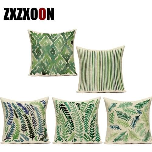 Tropical Green Plant Palm Leaf Leaves Cactus Decorative Pillows Case Polyester Sofa Cushion Cover for Living Room Pillowcase
