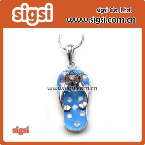 Cheap price 40mm Blue Flip Flop Flower Beach Sandal Rhinestone Crystal Charm Pendant Women Jewelry